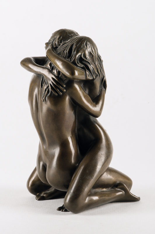 Erwin A. Schinzel, geb. 1919, Innige Umarmung, Bronzeskulptur, sign., num. 47/299, H.22 cm