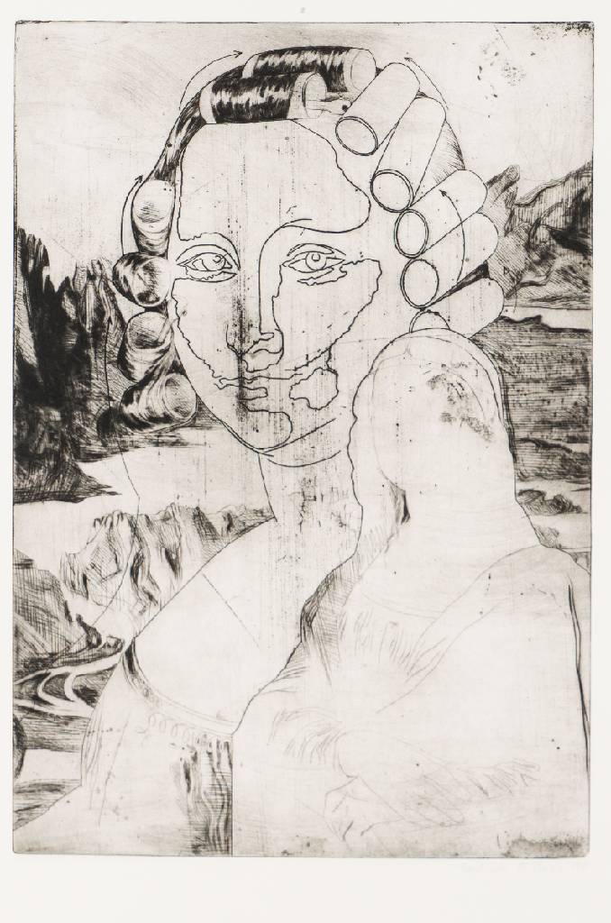 Nadezda Pliskova, Mona Lisa (nach Leonardo da Vinci), Radierung auf Büttenpapier, sign., dat. 1968, ca. 75x55,5 cm