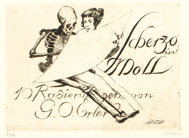 Georg Oskar Erler,1871-1951, Scherzo in Moll, Mappe mit 10 Radierungen, handsign.,
