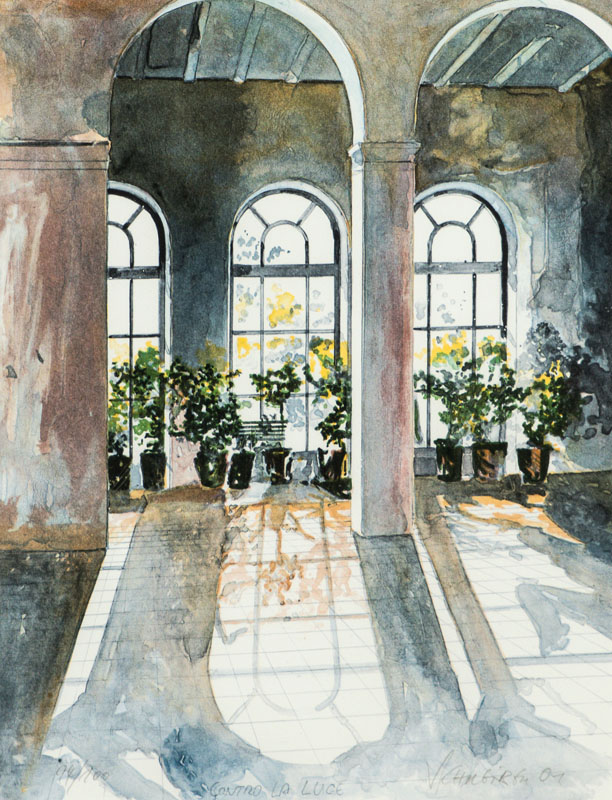 Michael Schreiber, geb. 1949, Contro la luce, Farblithografie, handsign., num. 94/100,dat. 2001, unter Glas gerahmt, inkl. Zertifikat der Galerie