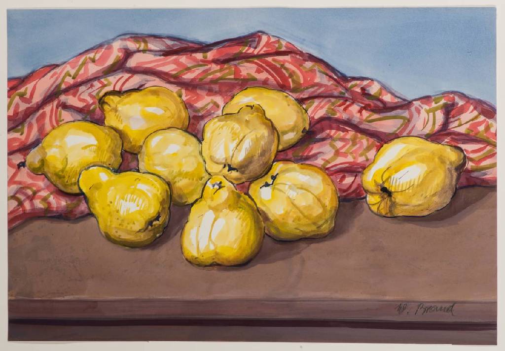 Werner Brand, geb. 1933 Löbau/Sachsen, Quitten, Aquarell, sign., auf Karton angebracht, Blattgr. 31 x 46 cm