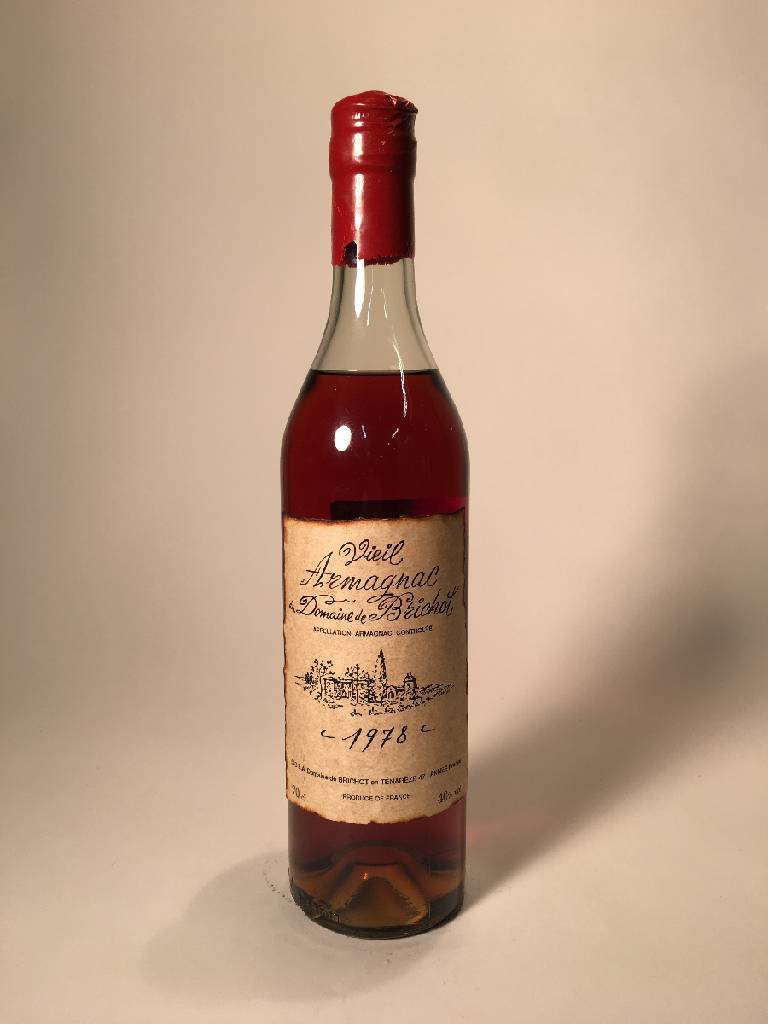 1 Flasche 1978 Vieil Armagnac du Domaine Brichot, ca. 70 cl, 40 % Vol., Abstand zwischen Kapsel und Armagnac: ca. 3,9 cm, unverkostet, Etikett min. ...