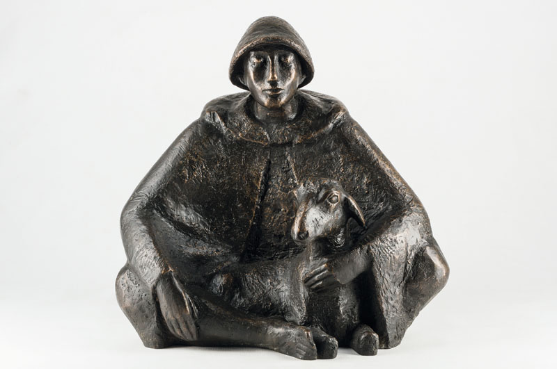 Maren Lipp, geb. 1926-2015 Hamburg, Mensch und Tier, Bronzeskulptur, patiniert, monogr. ML, dat. (19)84, zwei große Skulpturen dieser Abbildung ...