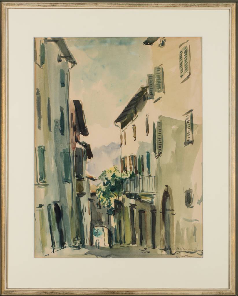 Karl Hufnagel, 1906-1995, Altstadt, Aquarell, sign., betitelt, 70x60 cm, PP, unter Glas gerahmt
