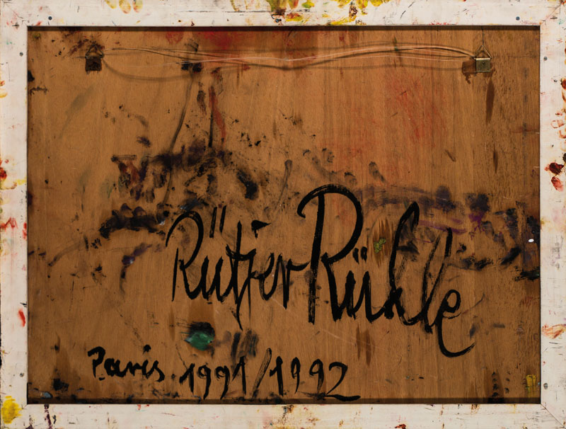 Detail a: Rütjer Rühle, geb. 1939 Leipzig, Acryl/Platte, strukturierte Oberfläche mit pastoser pigmentierter Farbe, verso sign., dat. Paris 1991/92, ca. ...