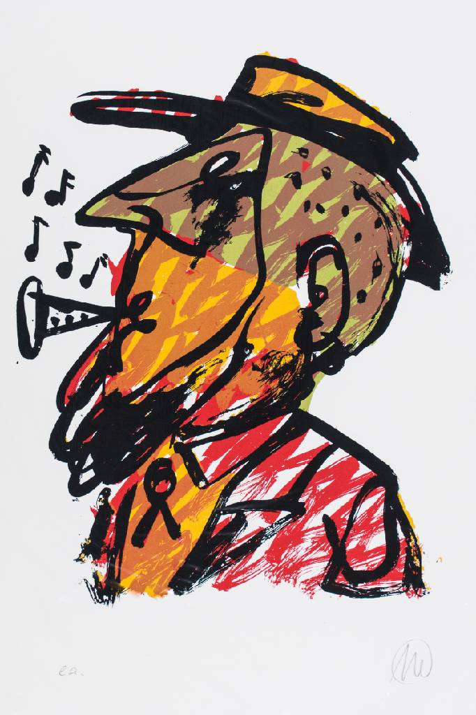 Markus Lüpertz, geb. 1941, Selbstporträt, Farbserigraphie auf Bütten, sign., bezeichnet e.a., Blattgr. 100 x 72 cm