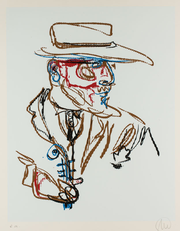 Markus Lüpertz, geb. 1941, Jazzspieler, Farbserigraphie auf Bütten, sign., num. e.a., Blattgr. ca. 96x78 cm