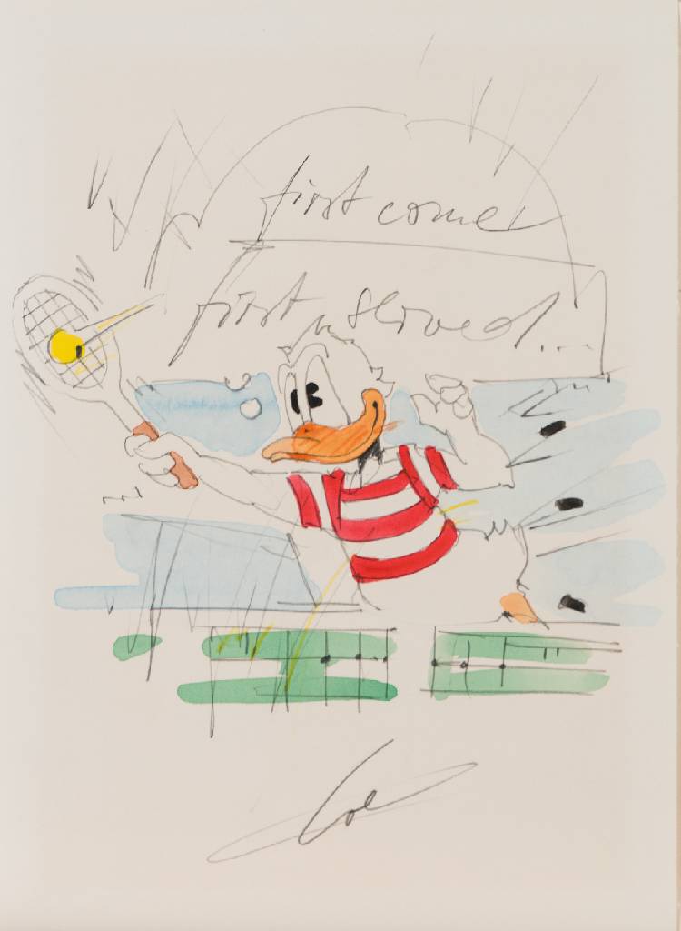 Detail b: Wolfgang Loesche, geb. 1947, Konvolut aus 4 Zeichnungen, Blei/Buntstift/Aquarell, je signiert, Blattgr. je ca. 27x20 cm, Provenienz: Galerie Vogel ...