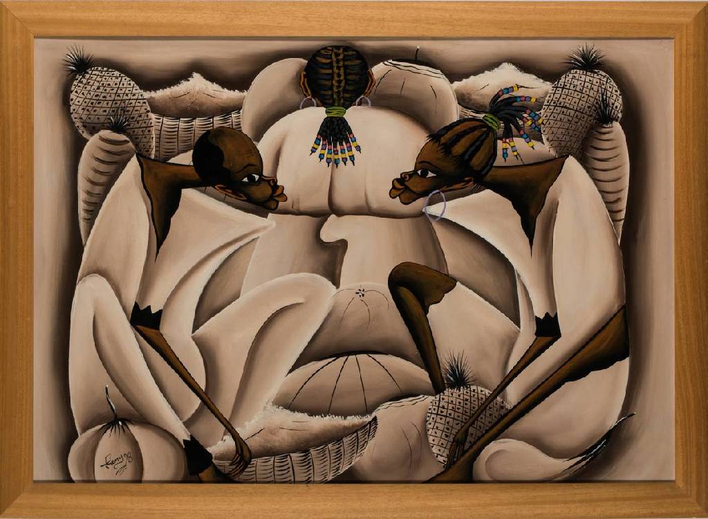 Afrikanischer Künstler, Acryl/Hartfaser, sign., 100x71 cm, Rahmen