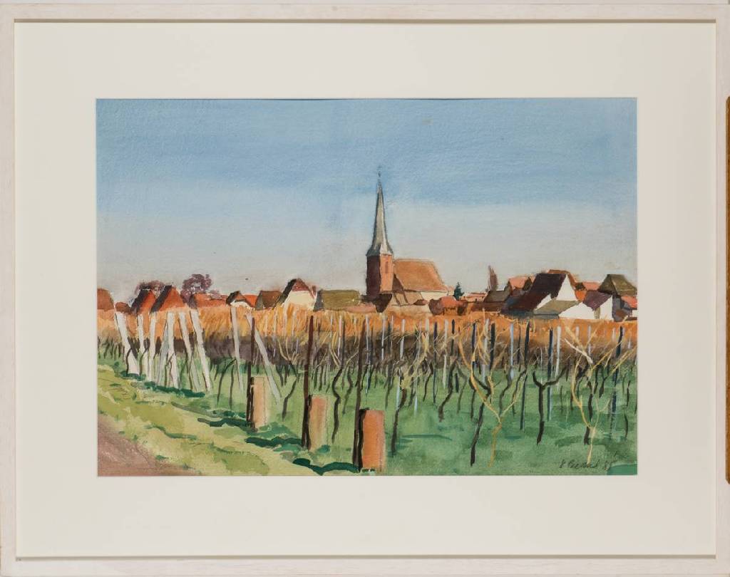 Heinz Friedrich, geb. 1924 Schwetzingen, Siebeldingen, Aquarell, sign., dat. (19)85, PP, Blattgr. 50x70 cm, unter Glas gerahmt