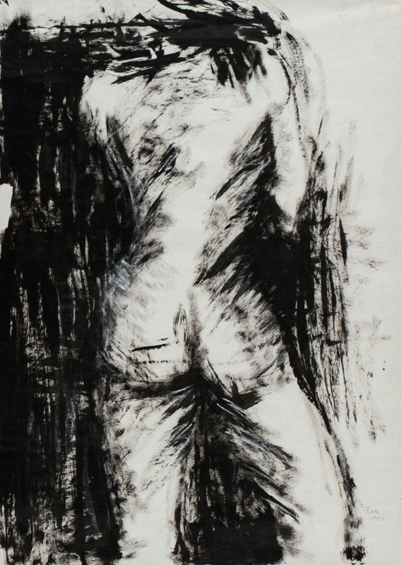 Irmgard Böhmer-Saal, geb. 1950 Speyer, weiblicher Akt, Acryl/Papier, sign., Blattgr. 85x60cm, unter Glas gerahmt