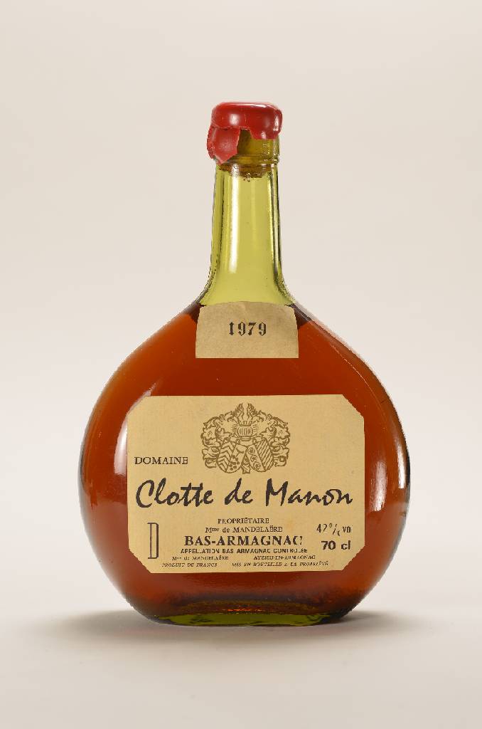 1 Flasche 1979 Domaine Clotte de Manon Bas -Armagnac, ca. 42 % Vol., ca. 70 cl, Abstandzwischen Korken und Armagnac: ca. 5,3 cm, Etikett in gutem ...