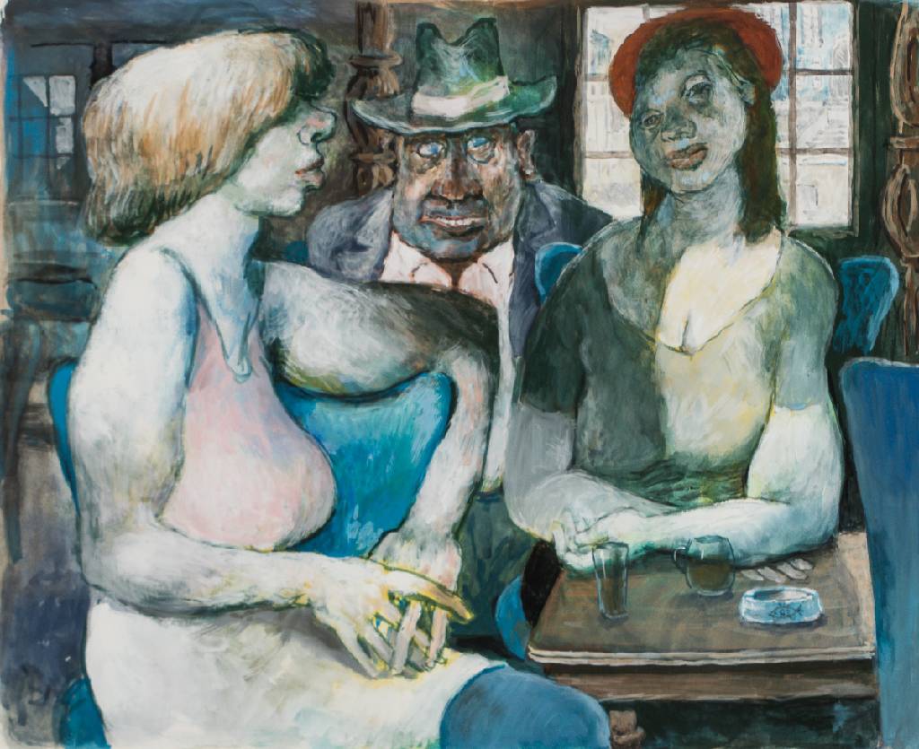 Friedrich Meinhard, 1910-1997, Gouache auf Papier, Künstlersignet Fisch mit Datum 83, ca.60x70 cm, PP, unter Glas gerahmt