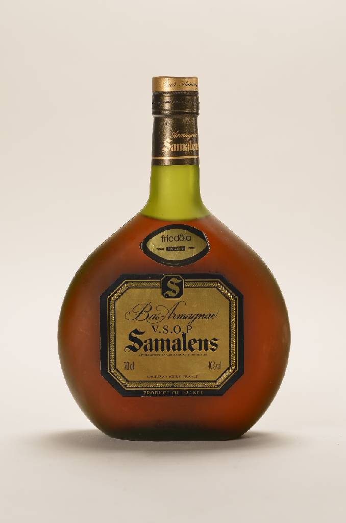 1 Flasche 1988 Samalens VSOP Bas-Armagnac, ca. 70 cl, 40 % Vol., Abstand zwischen Kapsel und Armagnac: ca. 2,8 cm, Kapsel in sehr gutemZustand, guter ...