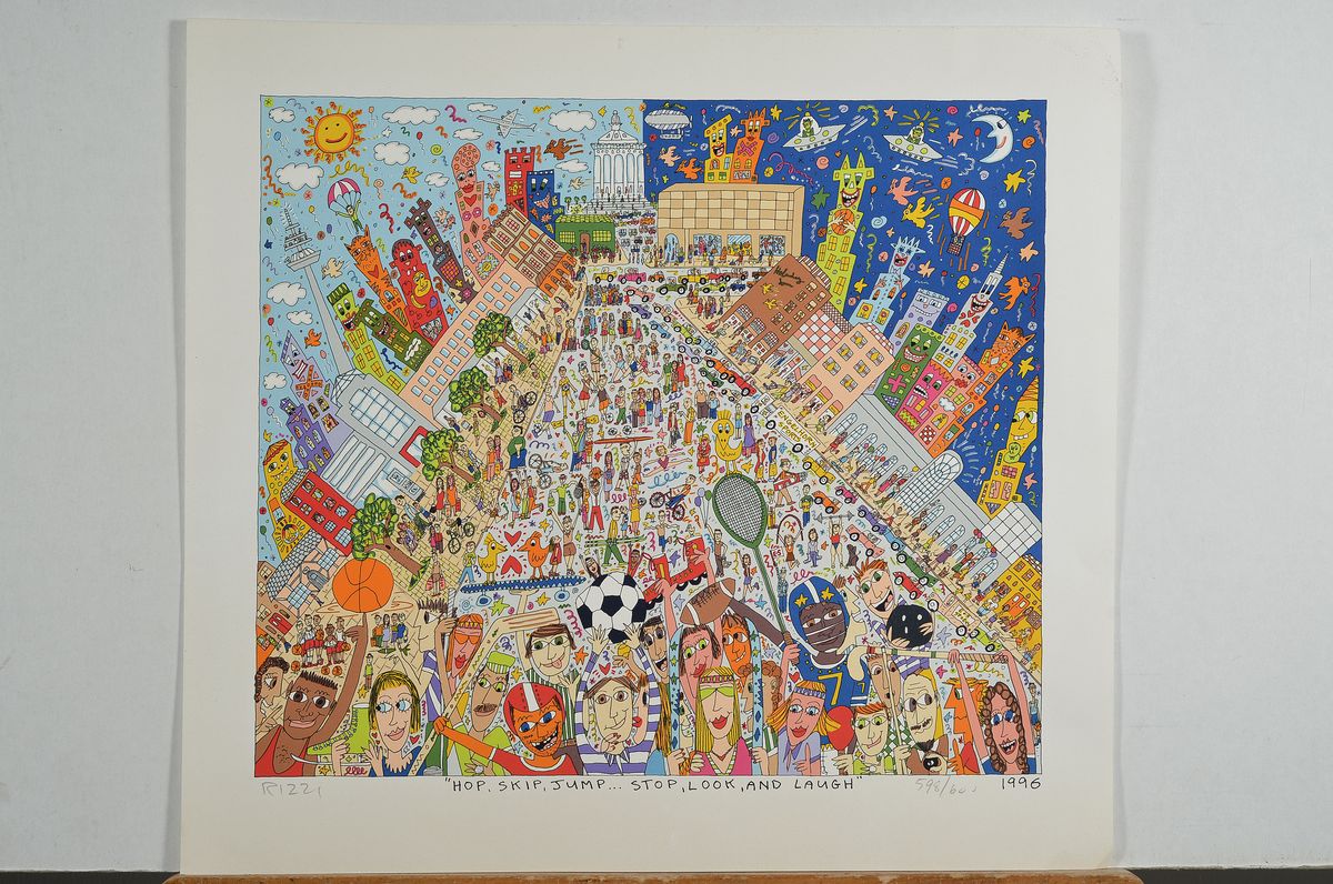 Detail k: James Rizzi, 1950-2011, Hip, Skip, Jump... Stop, Look, and Laugh, Lithografie, handsign.,num. 598/600, dat. 1996, ca. 34x39,5 cm