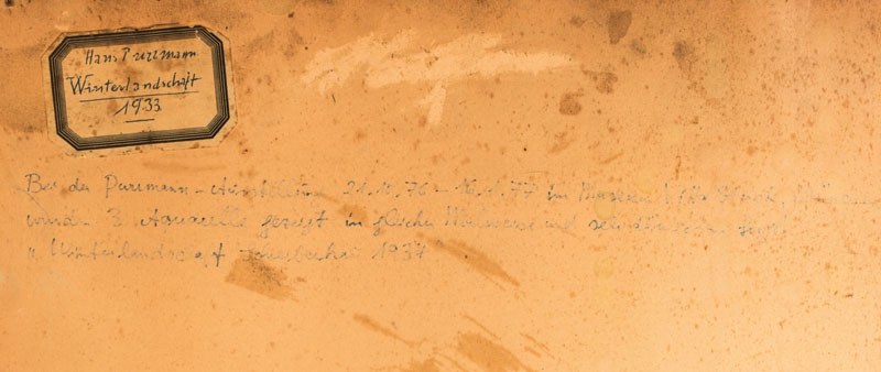 Detail c: Hans Purrmann, 1880-1966, Winterlandschaft bei Schreiberhau, Aquarell/Zeichnung auf Papier, 1933/34, rechts unten handsigniert, Blattgr. 50x61,5 cm, ...