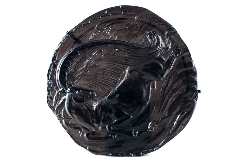 Ernst Fuchs, 1930-2015, Pegasus, Relief aus Glas, Rosenthal Jahresteller 1980, sign., Auflage 3000, Durchmesser 40 cm, in orig. Holzbox