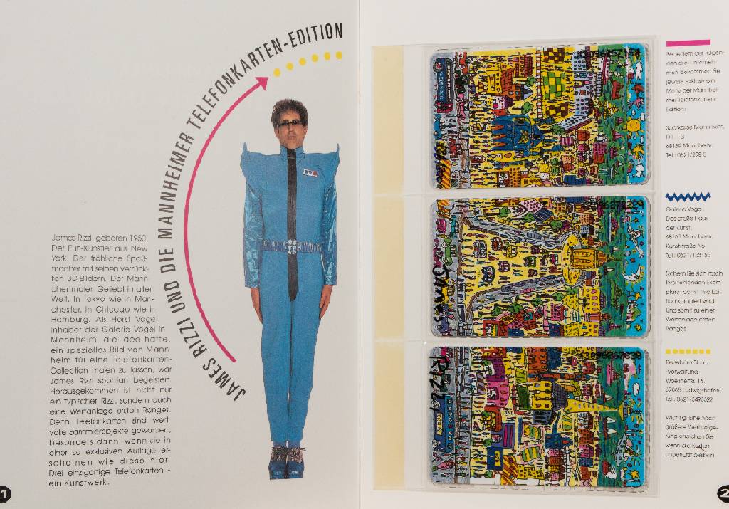 Detail a: James Rizzi, 1950-2011, Telefonkarten, Edition Mannheim, handsign., num. 136/300, je Telefonkarte ca. 8,5x5,5 cm