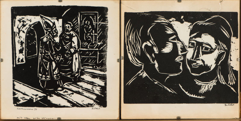 Karl Rödel, 1907-1982, 2 Holzschnitte, je handsign., je ca. 19,5x19,5 cm, je unter Glas gerahmt