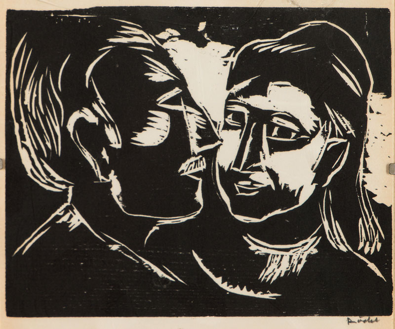 Detail b: Karl Rödel, 1907-1982, 2 Holzschnitte, je handsign., je ca. 19,5x19,5 cm, je unter Glas gerahmt