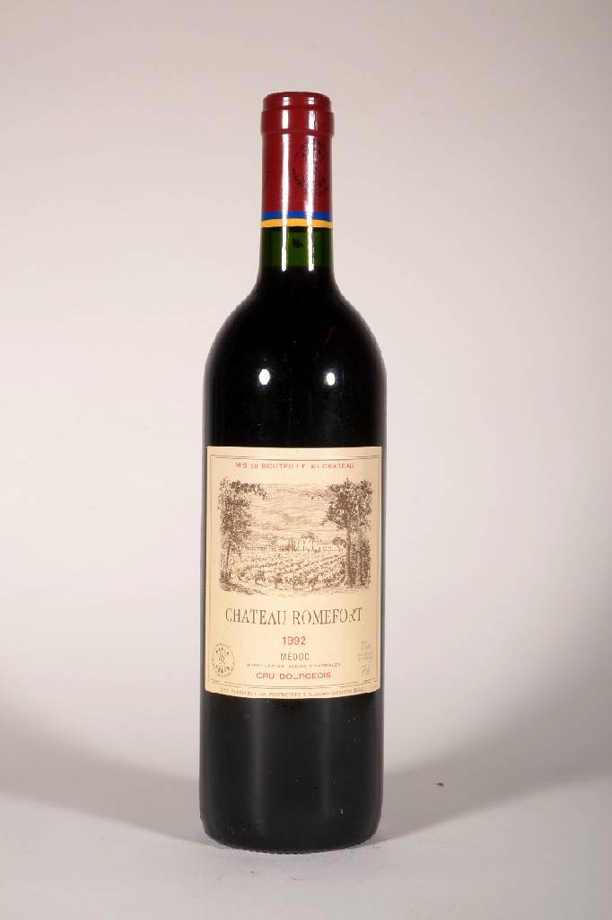 12 Flaschen 1992 Chateau Romefort, Cru Bourgeois, je ca. 75 cl, 12% Vol., Füllstände: je ca. into neck, unverkostet, sehr gute Erhaltungszustände, ...