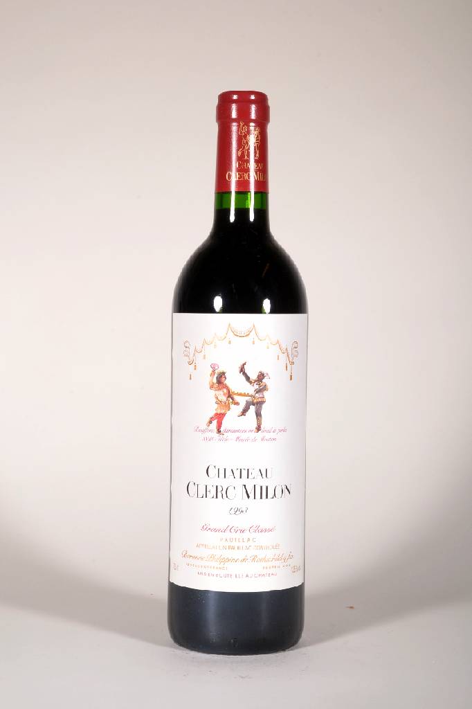 12 Flaschen 1993 Chateau Clerc Milon, Pauillac, Grand Cru Classé, je ca. 75 cl, 12,5% Vol., Füllstände: je ca. into neck, unverkostet, sehr gute ...