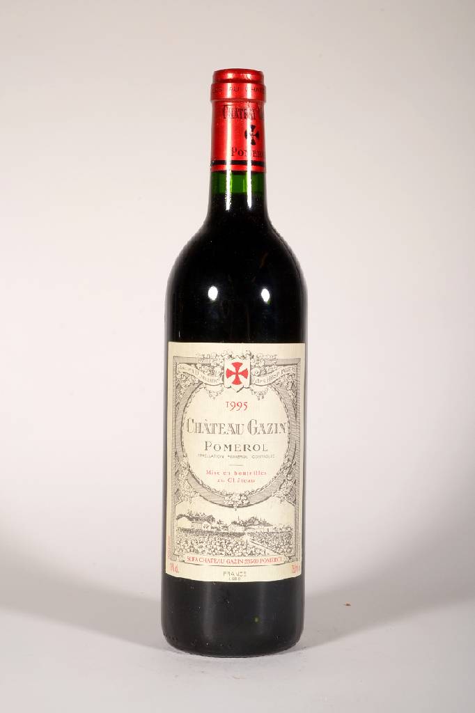 12 Flaschen 1995 Chateau Gazin, Pomerol, je ca. 75 cl, 13% Vol., Füllstände: je ca intoneck, unverkostet, gute Erhaltungszustände, Kapseln ...