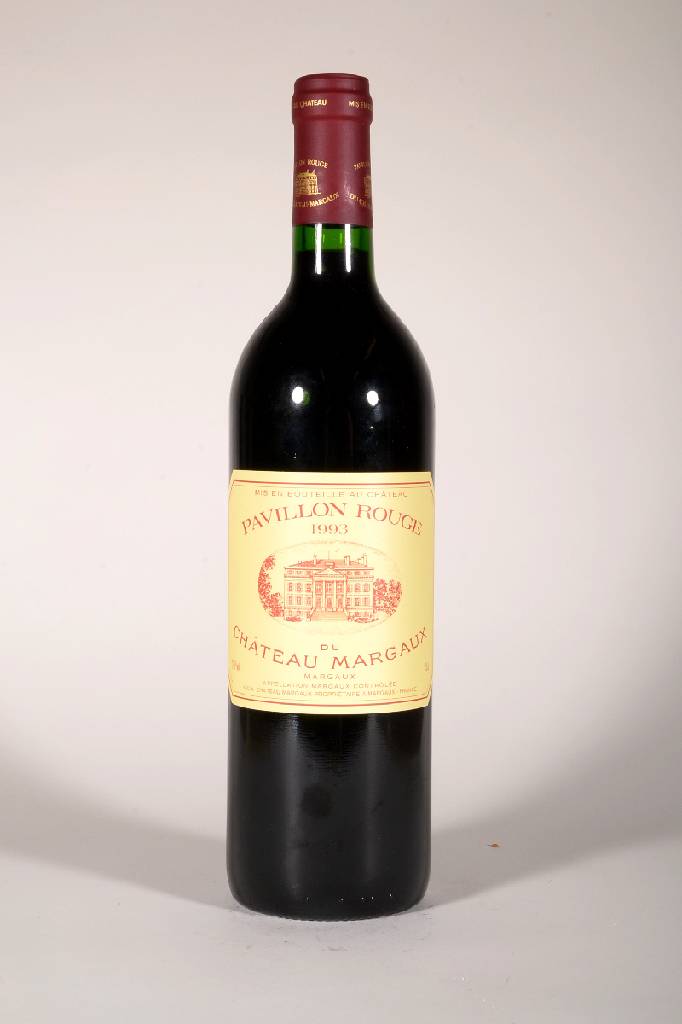 12 Flaschen 1993 Pavillon Rouge, Chateau du Margaux, je ca. 75 cl, 12,5 % Vol.,Füllstände: je ca. into neck, unverkostet, sehr gute ...