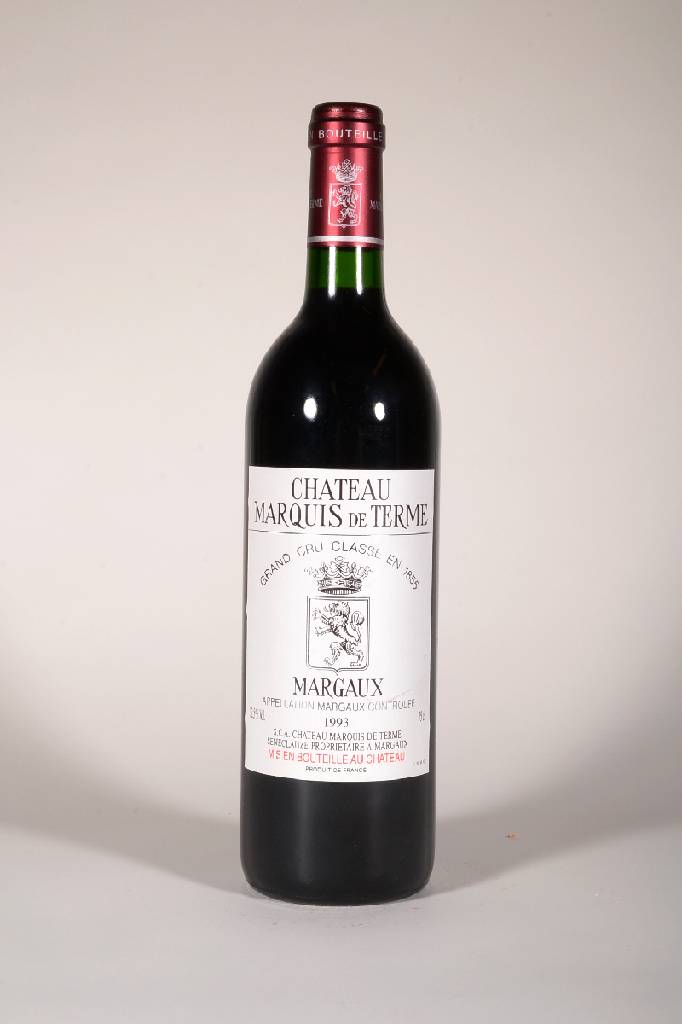 3 Flaschen 1993 Marquis de Terme, Margaux, Grand Cru Classé, je ca. 75 cl, 12,5 %Vol.,Füllstände: je ca. into neck, unverkostet, sehr gute ...
