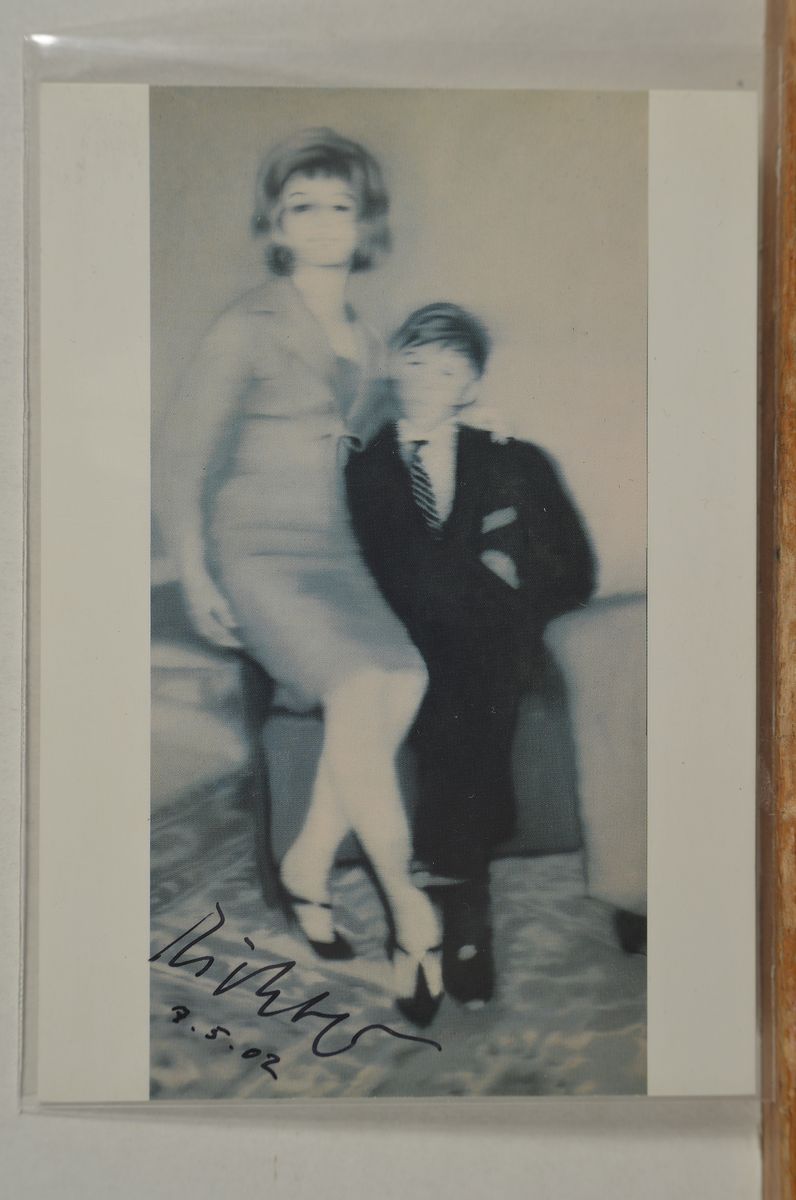 Detail k: Gerhard Richter, geb. 1932, Kunstpostkarte, Helga Matura mit Verlobtem, 1966, handsign., ca. 10,5x15 cm