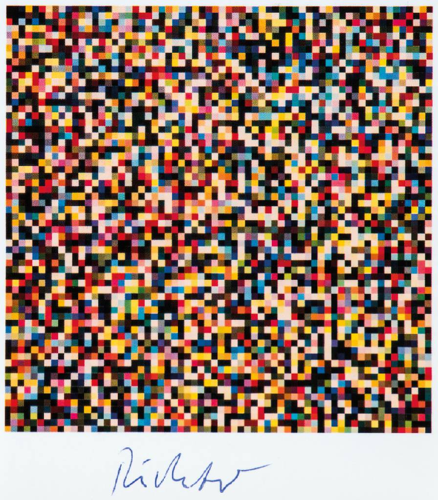 Gerhard Richter, geb. 1932, Kunstpostkarte, 4096 Farben, 1974, handsign., ca. 10,5x15 cm