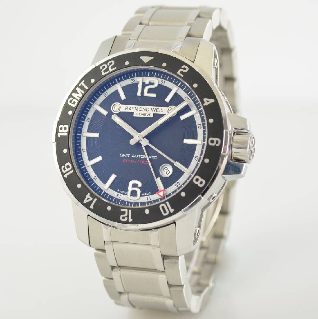 Detail b: RAYMOND WEIL GMT Herrenarmbanduhr Modellserie Nabucco, Schweiz um 2010, Automatik, Ref. 3800, verschr. Edelstahlgeh. inkl. orig. Gliederband m. dopp. ...