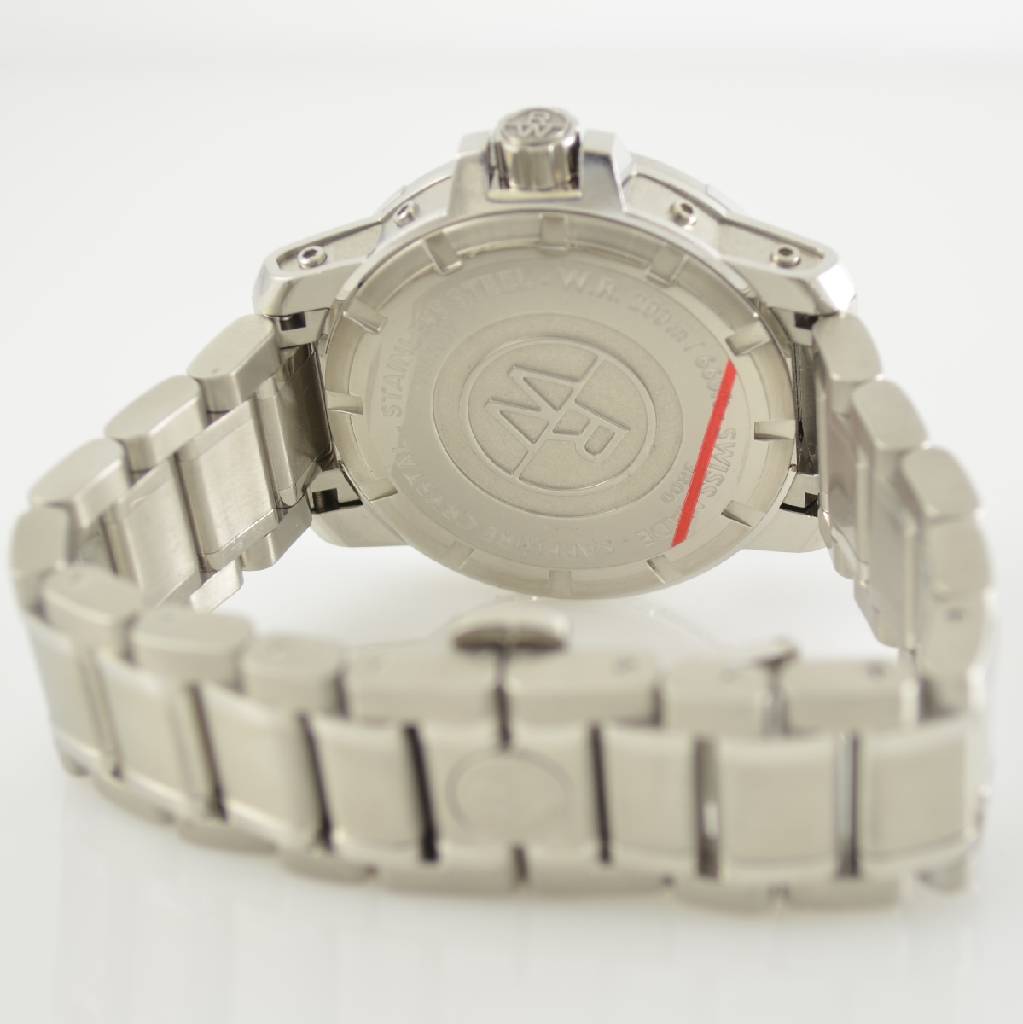 Detail d: RAYMOND WEIL GMT Herrenarmbanduhr Modellserie Nabucco, Schweiz um 2010, Automatik, Ref. 3800, verschr. Edelstahlgeh. inkl. orig. Gliederband m. dopp. ...