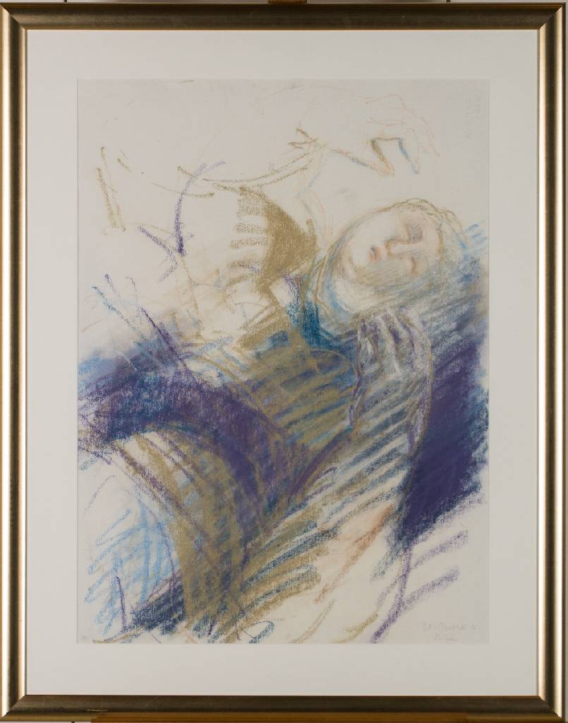 Christiane Maether, geb. 1941 Berlin, Reigen, Pastell/Papier, sign., dat. 1992, Blattgr. 75x55 cm, unter Glas gerahmt, gesamt 96x76 cm