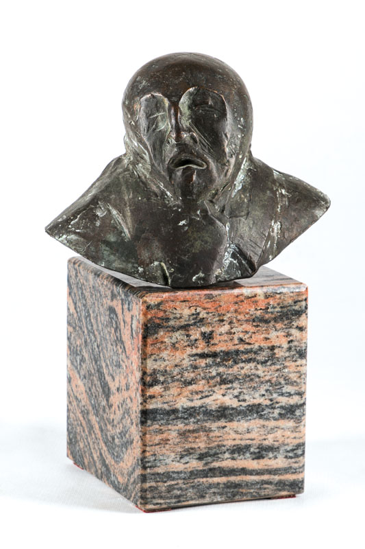 Wolf Spitzer, geb. 1940, Hans Purrmann, Bronzebüste auf Granitsockel, Darstellung Purrmanns krankheitsbedingtes Altersgesicht, sign., ...