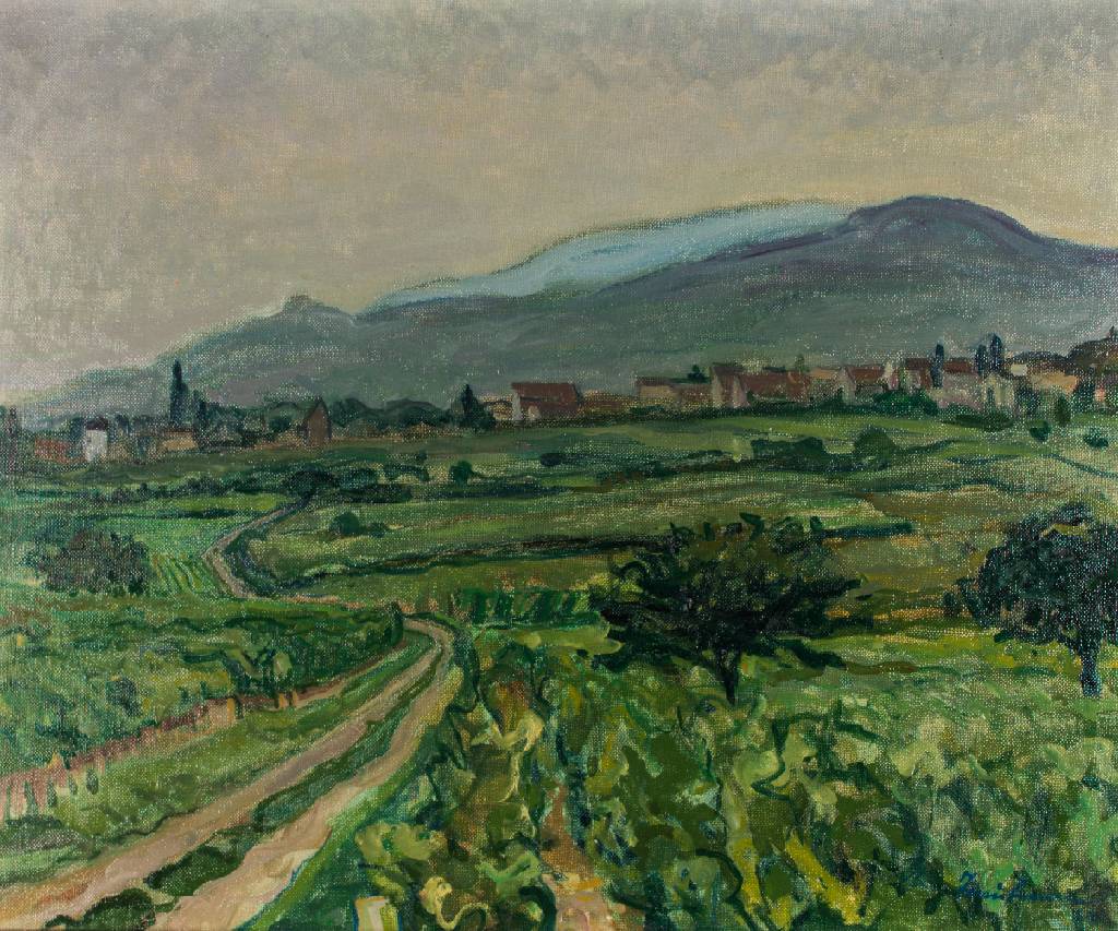 Werner Trautmann, 1913-2007, Neustadt - Blick zum Hambacher Schloss, Öl/Lwd, sign., dat. (19)63, ca. 46x56 cm, Rahmen