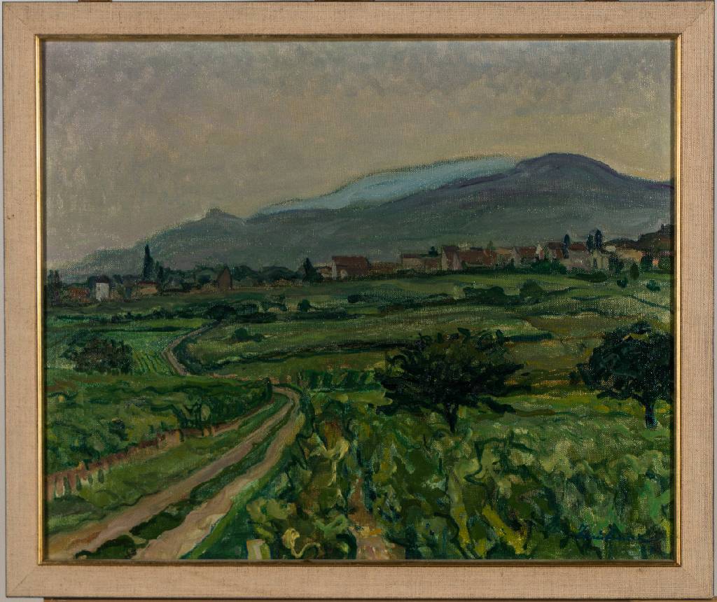 Detail a: Werner Trautmann, 1913-2007, Neustadt - Blick zum Hambacher Schloss, Öl/Lwd, sign., dat. (19)63, ca. 46x56 cm, Rahmen