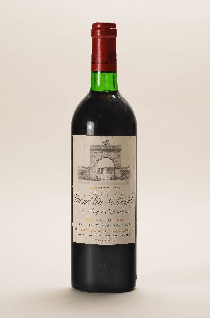 1 Flasche 1978 Grand Vin de Leoville du Marquis de Las Cases, Saint-Julien, ca. 75 cl, unverkostet, Füllstand: ca. into neck, Etikett l. beschmutzt, ...