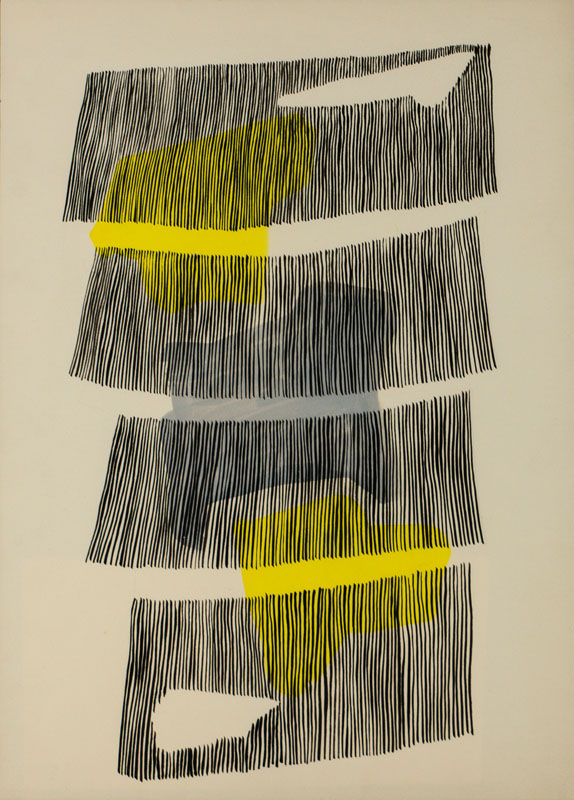 Ernst Geitlinger, 1895 Frankfurt am Main-1972 Seeshaupt, Gelb unterlegt, Tempera/Tusche auf Papier, verso sign., dat. 1961, WVZ-Nr: P 570, Blattgr. ...