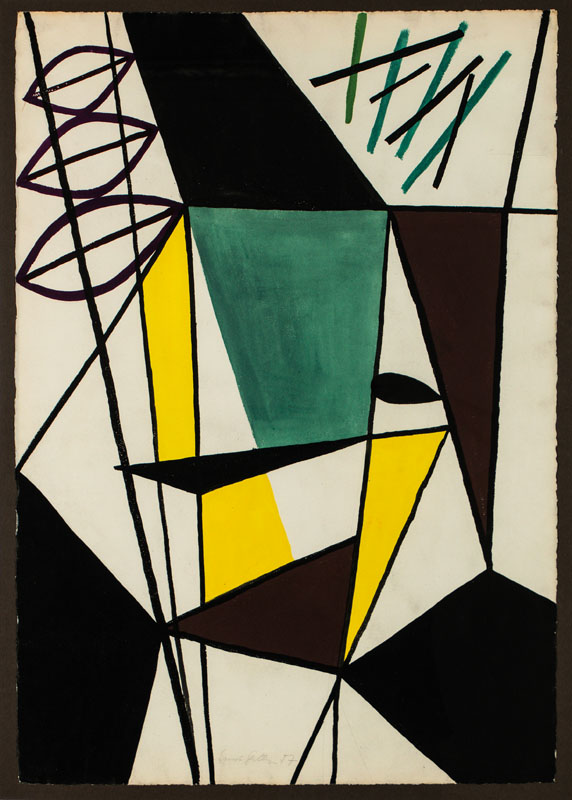 Ernst Geitlinger, 1895 Frankfurt am Main-1972 Seeshaupt, Hund im Garten, Tempera auf Papier, sign., dat. 1957, WVZ-Nr: P 500, Blattgr. 81x57 cm, ...