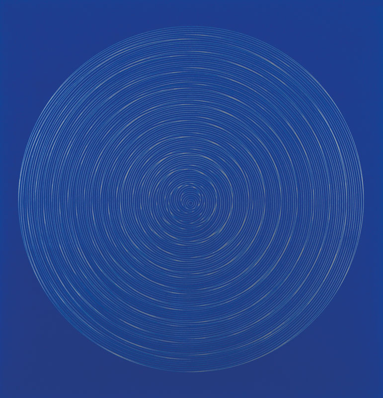 Rudolf Kämmer, geb. 1935 Rudolstadt, Schüler von Ernst Geitlinger, hier: Nr.4/1969, Farbsiebdruck in Blau und Silber, verso handsign., dat. 1969, ...