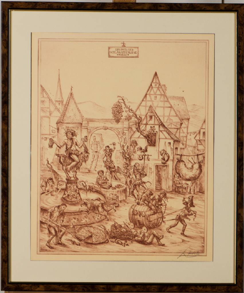 Detail a: Werner Holz, 1948 Grünstadt-1991 Ludwigshafen, Konvolut aus 2 handsign. Lithographien: Capriccio - Die Freuden der Pfalz und Das Pfälzer ...