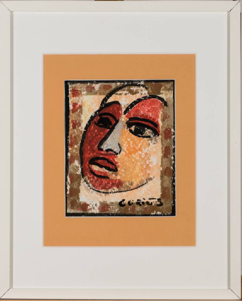 Wolfgang Johann Gorius, 1932-2003 Saarbrücken, Maske, Gouache/Karton, sign., Blattgr. 24x20 cm, unter Glas gerahmt, gesamt 53x43 cm