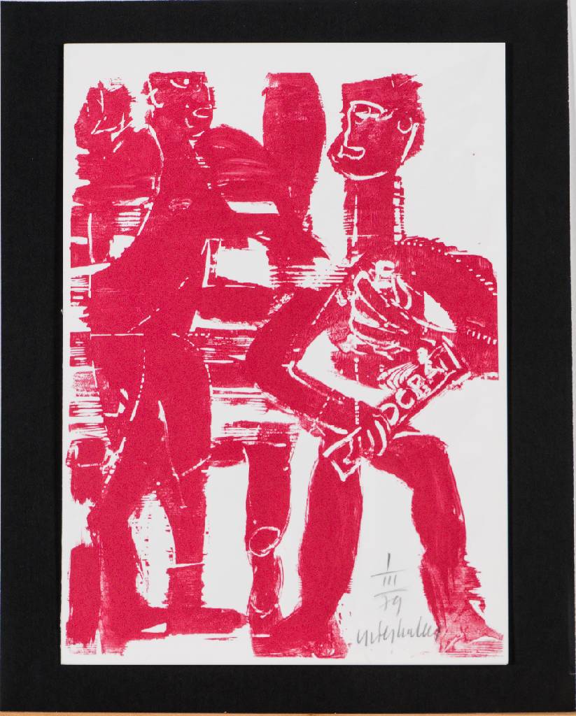 HAP Grieshaber, 1909-1981, An alle Jünger Gutenbergs!, 1978, drei zusammenhängende Holzschnitte, zwei handsign., aus einem Buch stammend, dat. ...