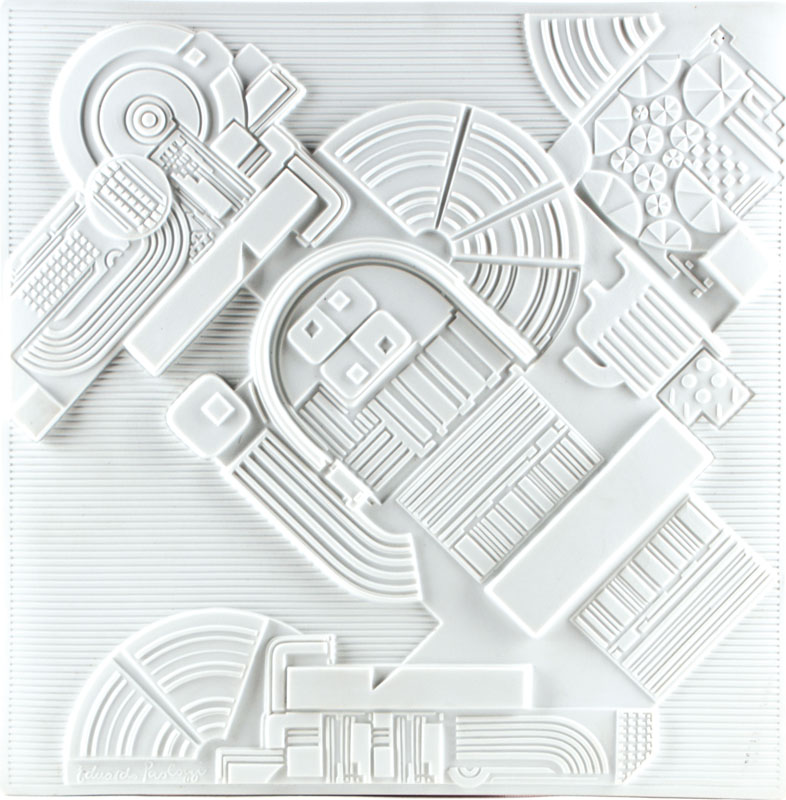 Eduardo Paolozzi, 1924-2005, Reliefplatte, Jahresteller, Porzellan, Rosenthal Edition 1978, verso gemarkt und num. 2638/3000, ca. 35x35 cm