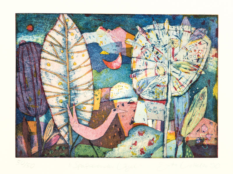 Jutta Vottler und Bernd Kastenholz, Konvolutaus zwei Farbradierungen, je handsign., je num. 50/50, Platte ca. 20,5x29 cm, Blattgr. 39,5x50 cm