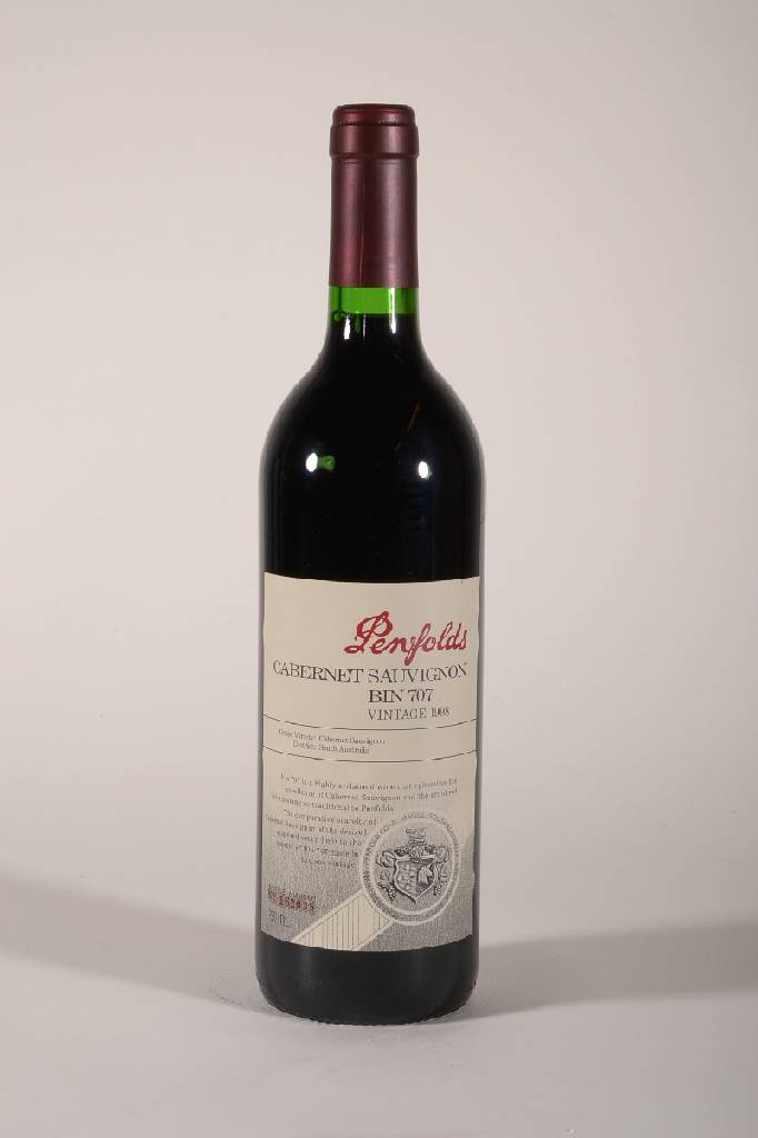 1 Flasche 1998 Penfolds Cabernet Sauvignon, Bin 707, ca. 75 cl, 13,5 % Vol., Füllstand: ca. into neck, unverkostet, sehr guter Erhaltungszustand, ...