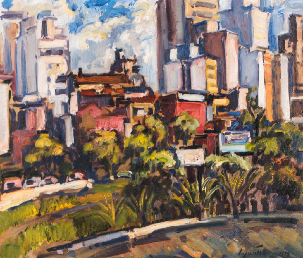 Sergio Telles, geb. 1936 Rio de Janeiro, Vista da Rua da Assembléia, Öl/Lwd, verso dat.Sao Paulo 1988, ca. 46x52 cm, Rahmen, inkl. Zertifikat der ...
