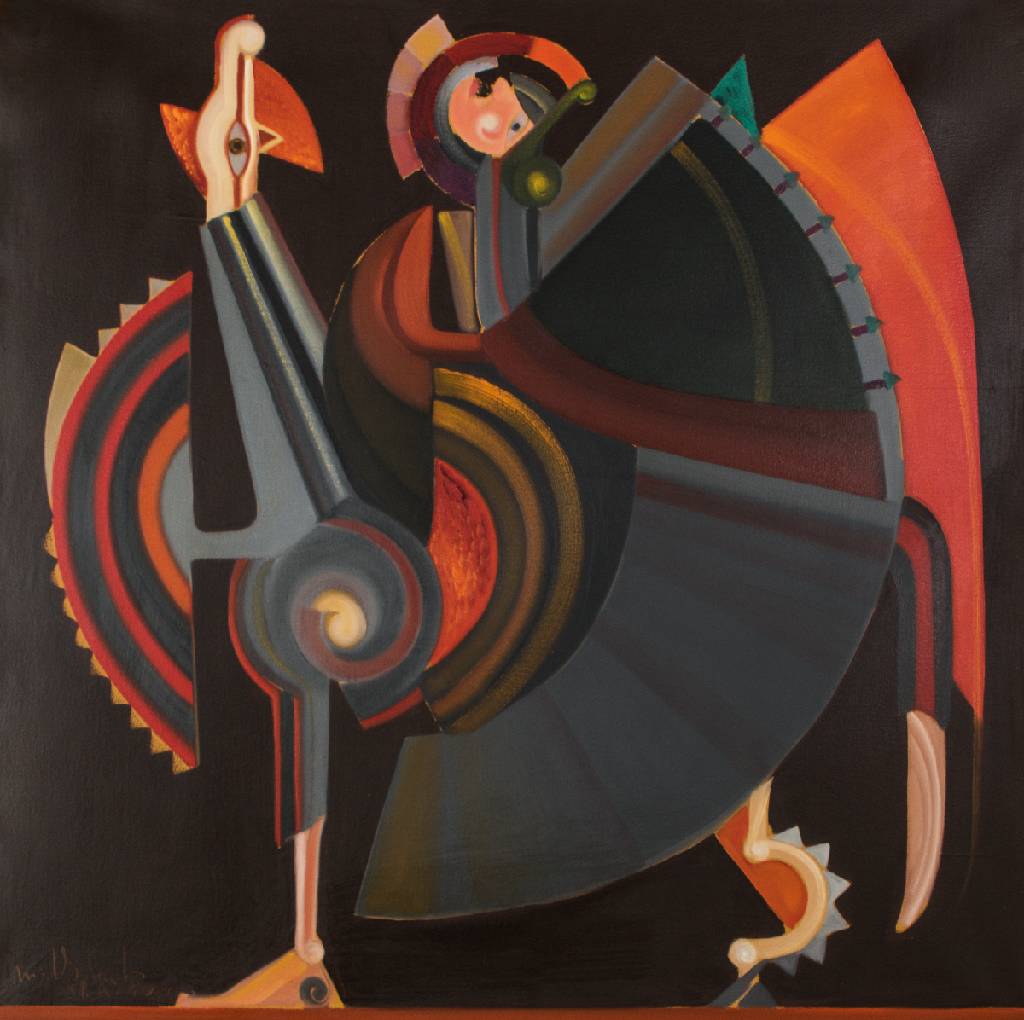 Miguel dos Santos, geb. 1944 Caruaru, Brasilien, Ariano, Öl/Hartfaser, sign., dat.1986, 120x120, Holzrahmen, Provenienz: privateKunstsammlung ...