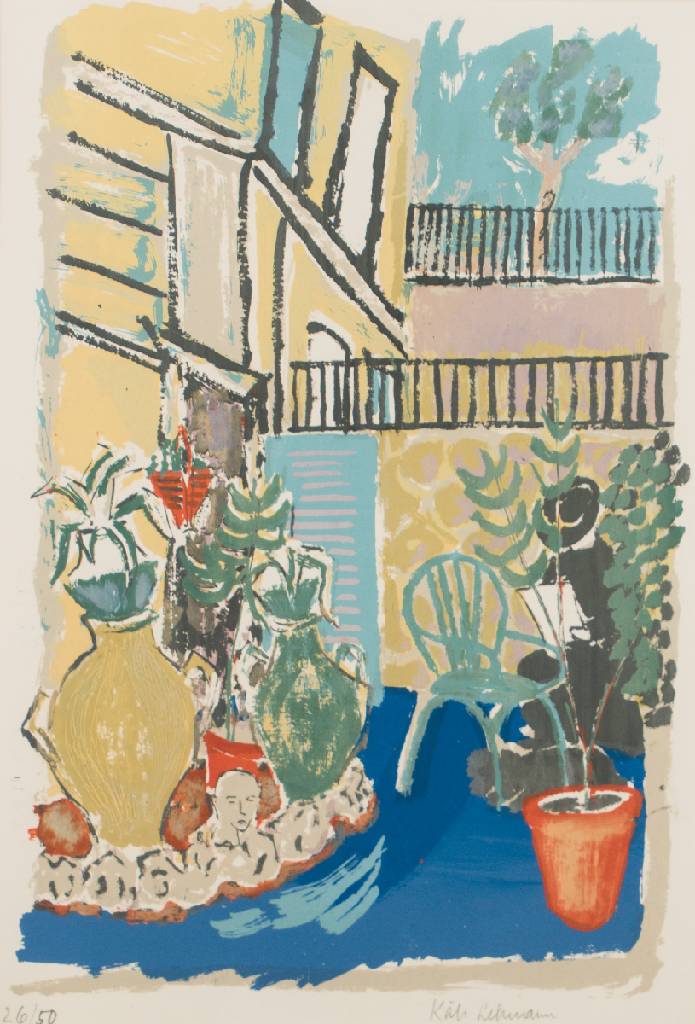 Käte Lehmann, geb. 1904, Farbserigraphie, sign., num. 26/50, ca. 80x68 cm, unter Glas gerahmt
